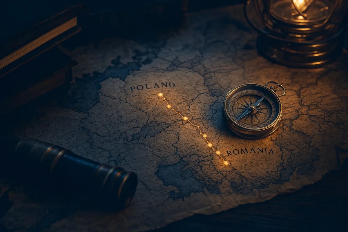 Kompas i stara mapa nawigacyjna — ekspansja międzynarodowa